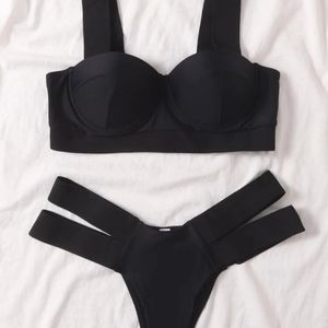 Underwire Cut Out Black Bikini Swimsuit,  Rave/ Festival outfit